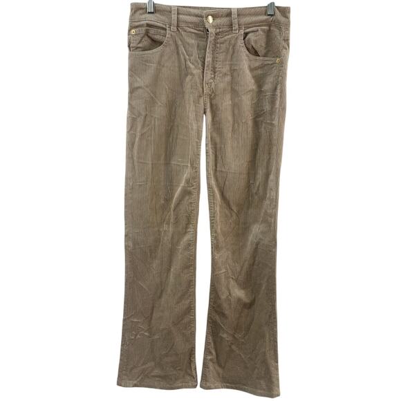 Emporio Armani Beige Cotton Blend Corduroy Mini Flare Pants Women’s Size 27 - Picture 1 of 5